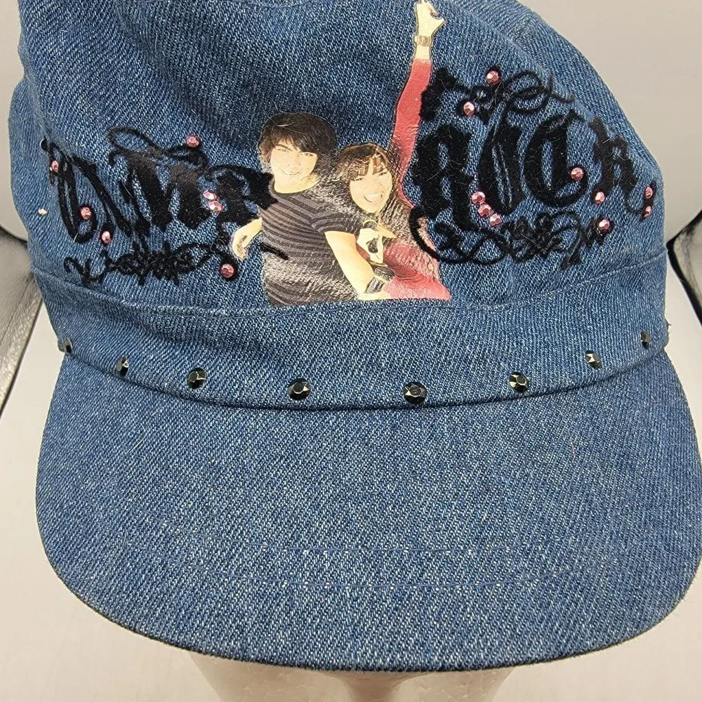 Camp Rock Disney Channel Denim Hat Rhinestone Cap Demi Lovato Joe Jonas